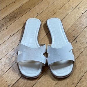 ASOS white snakeskin sandals. Size 9 WIDE.